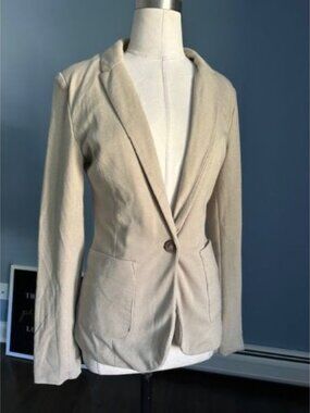 Modmodele beige single button blazer with gold flecks Medium